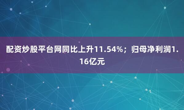 配资炒股平台网同比上升11.54%；归母净利润1.16亿元