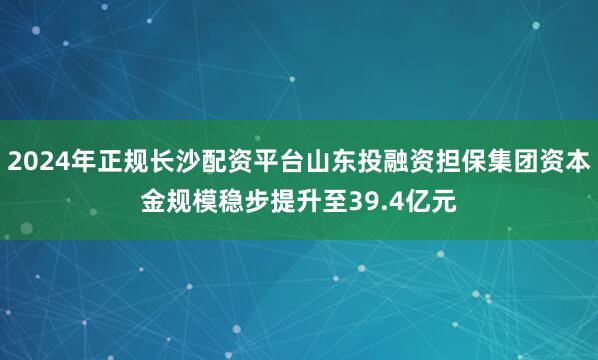 2024年正规长沙配资平台山东投融资担保集团资本金规模稳步提升至39.4亿元